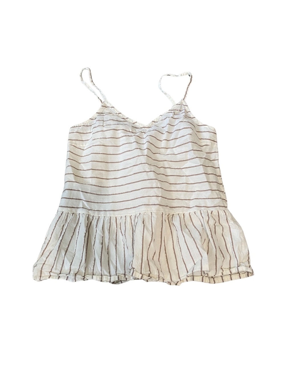 Vero Moda Cream Striped Ruffle Hem Cami